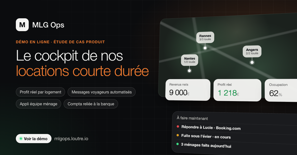 Aperçu de l’outil de gestion MLG Ops : page du jour, ménages, résultats par logement